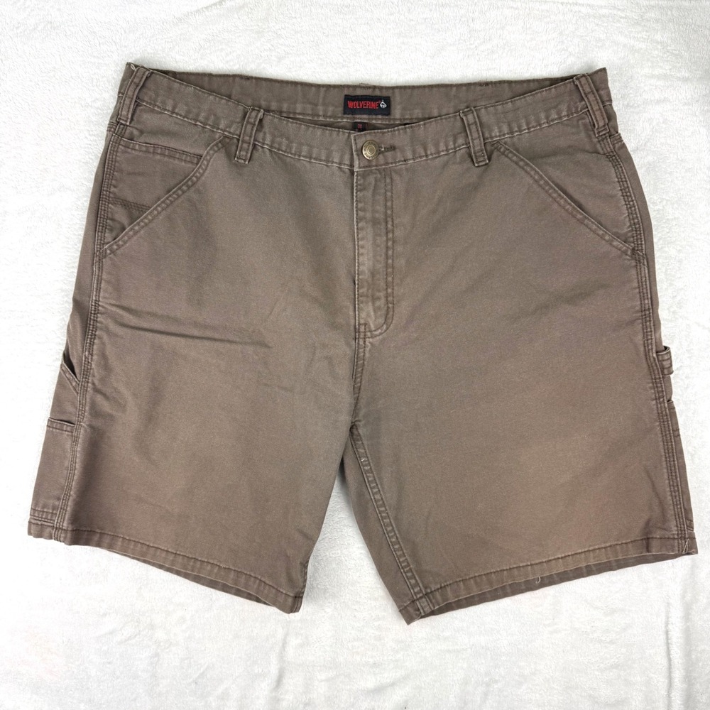 Wolverine Mens Brown Cotton‎ Canvas Carpenter Shorts Size 38 Utility Workwear